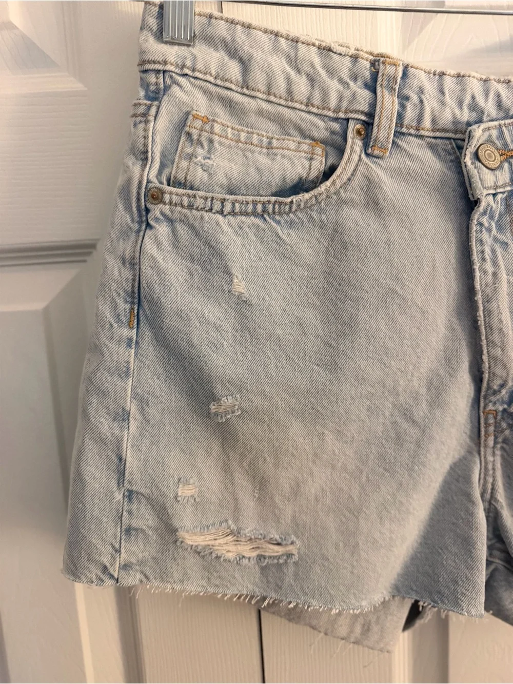 Zara Asymmetrical Crossover High Waist Wide Leg Denim Jorts Size 42 / 10